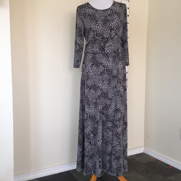grey leopard print maxi dress